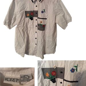 Vintage Koret White Embroidered Shirt
